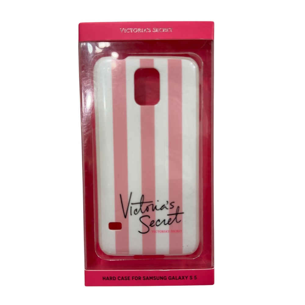 NEW Victoria's Secret Samsung Galaxy S5 Hard Case‎ Pink White Striped Logo